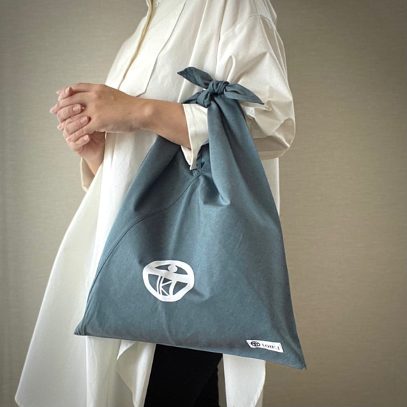 【casual eco bag】エコバッグを超え普段使いもできるあずま袋_グレー 1枚目の画像
