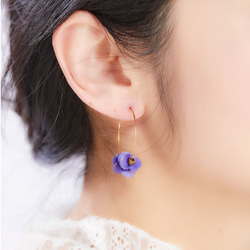 皮革尤加利耳環（優雅深紫） 手染塑形 第2張的照片