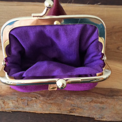 羊革の小さながま口 レンガ×紫　AP 3枚目の画像