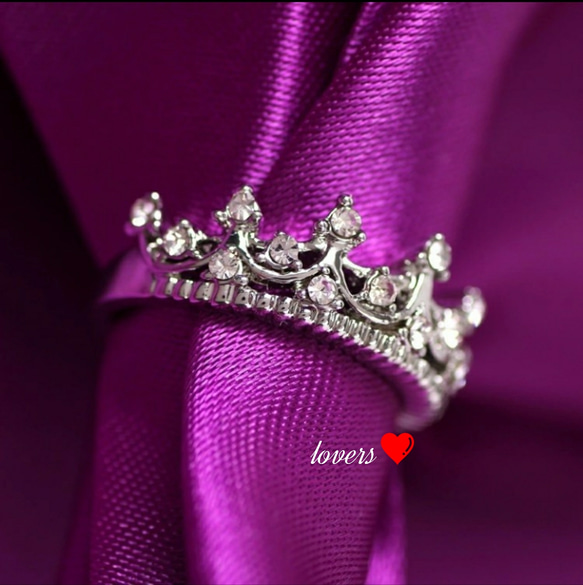 送料無料 9号 シルバー プラチナ加工 スーパーCZダイヤモンド デザイナーズ ジュエリー クラウン 王冠 リング 指輪 3枚目の画像