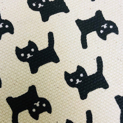 送料無料　黒猫帆布　6寸ポケット付きがま口　 2枚目の画像