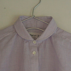 丸襟半袖紫ストライプシャツ 1枚目の画像