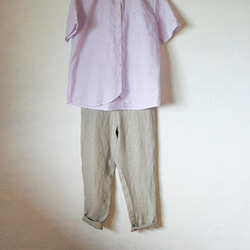 丸襟半袖紫ストライプシャツ 2枚目の画像