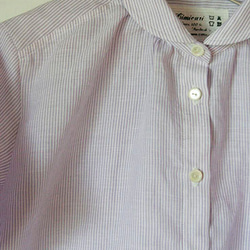 丸襟半袖紫ストライプシャツ 4枚目の画像