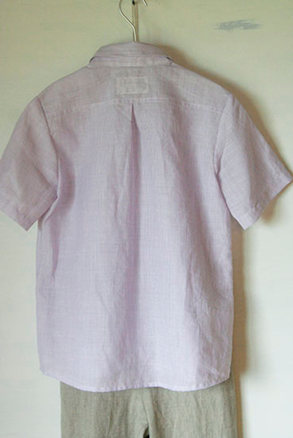丸襟半袖紫ストライプシャツ 5枚目の画像