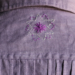 草木染ピンタック袖レースブラウス：紫 6枚目の画像