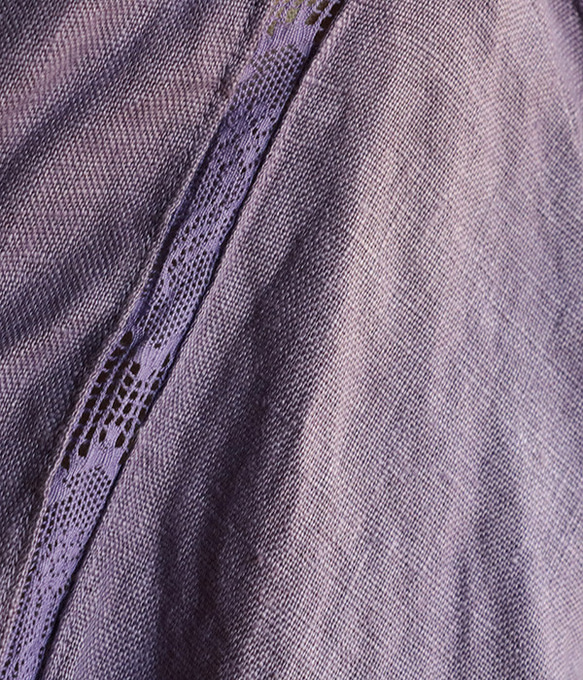 草木染ピンタック袖レースブラウス：紫 7枚目の画像