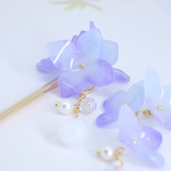 2way紫陽花かんざし♥紫陽花の涙 -青紫色- 2枚目の画像