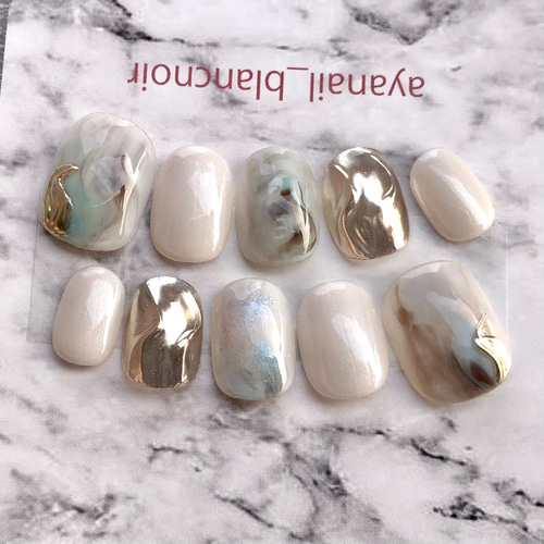 ミルキーニュアンス ネイルチップ オーダーネイル 白 329 ミルキー