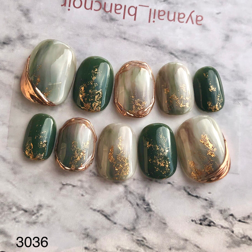 ネイルチップ 緑 ニュアンス 花 フラワー フルオーダーネイル オーダーネイル imgrc0115950044.jpg