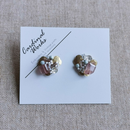 1619】グリーン スパンコール ハンドメイド アクセ ピアス