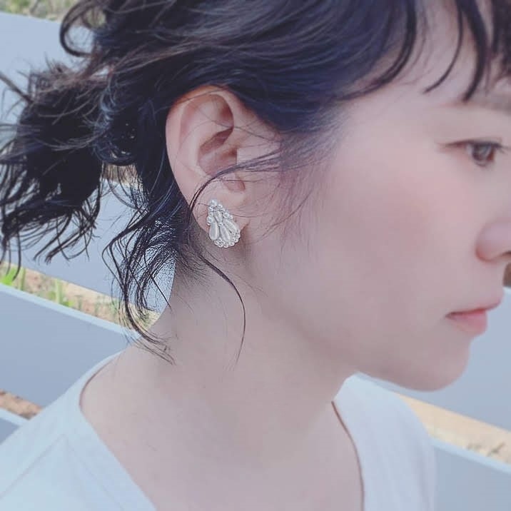 Item No.752（パール刺繍ピアス・イヤリング/受注制作）