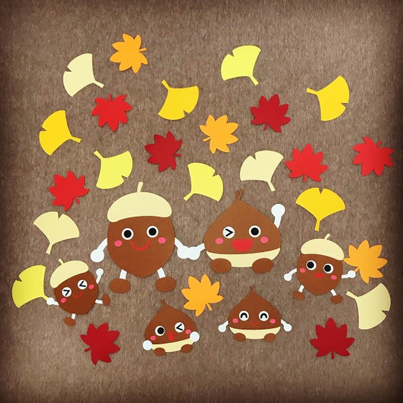 10月壁面 ドングリ クリ 紅葉 銀杏 秋 保育 その他雑貨 ほいくあど