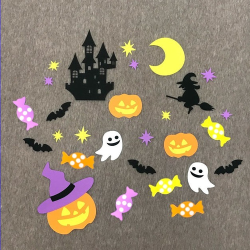 壁面飾り ハロウィン かぼちゃ 魔女 お化け キャンディ パーツ