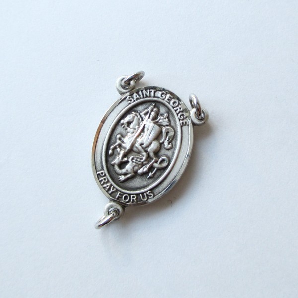 シルバー925（スターリングシルバー）　ロザリオセンターパーツ　聖ジョージ　 （ai-0155）