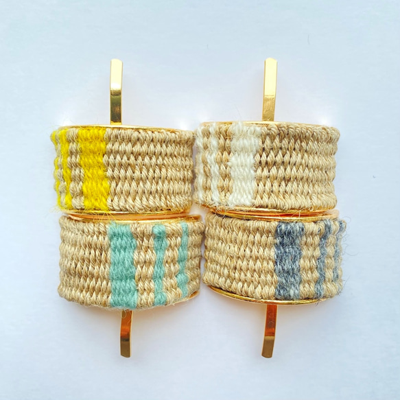 手織り・麻のポニーフック（ミモザイエロー） 5枚目の画像
