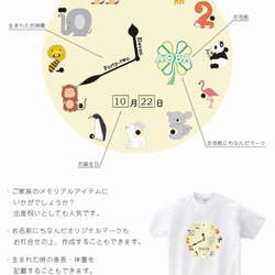 名入れ　ベビー　子供　祝い　動物　知育　Tシャツ 2枚目の画像