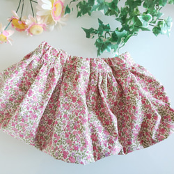 【サイズ80】　ミニバルーンスカート　ふんわり女の子　お花柄ピンク 2枚目の画像