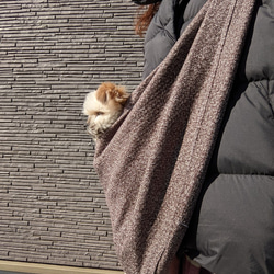 ペットスリング・犬・猫　抱っこ紐　ビンテージ風　ブラウン　肩紐調整可能　収納袋付き 7枚目の画像