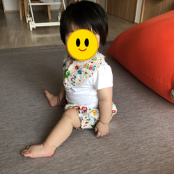 やんちゃっこパンツ　スタイ　かぼちゃパンツお揃い（アイボリー） 5枚目の画像