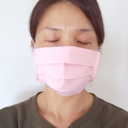 『夏マスク』接触冷感　ＵＶカット　吸湿速乾　洗濯しても崩れにくいマスク　ピンク　プリーツマスク　やや小さめサイズ 5枚目の画像