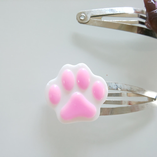 a142 ) 猫 肉球 レジン ヘアゴム 紫陽花 ピンク（新作♡猫ちゃん