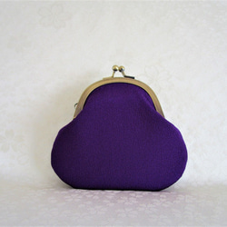 日本刺繍【牡丹】華麗な絹のがま口＜手のひらサイズ＞　◆紫色◆　 7枚目の画像