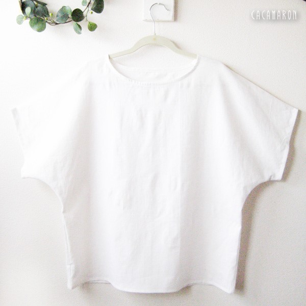 やわらか綿麻のドルマンブラウス　オフホワイト　【受注】