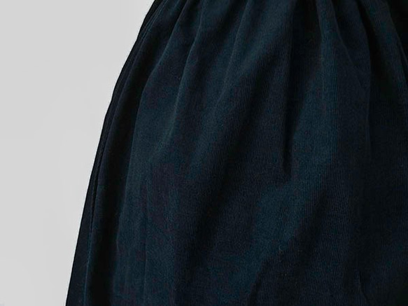 【送料無料】着丈が選べるコーデュロイギャザースカート 紺　【受注】 3枚目の画像