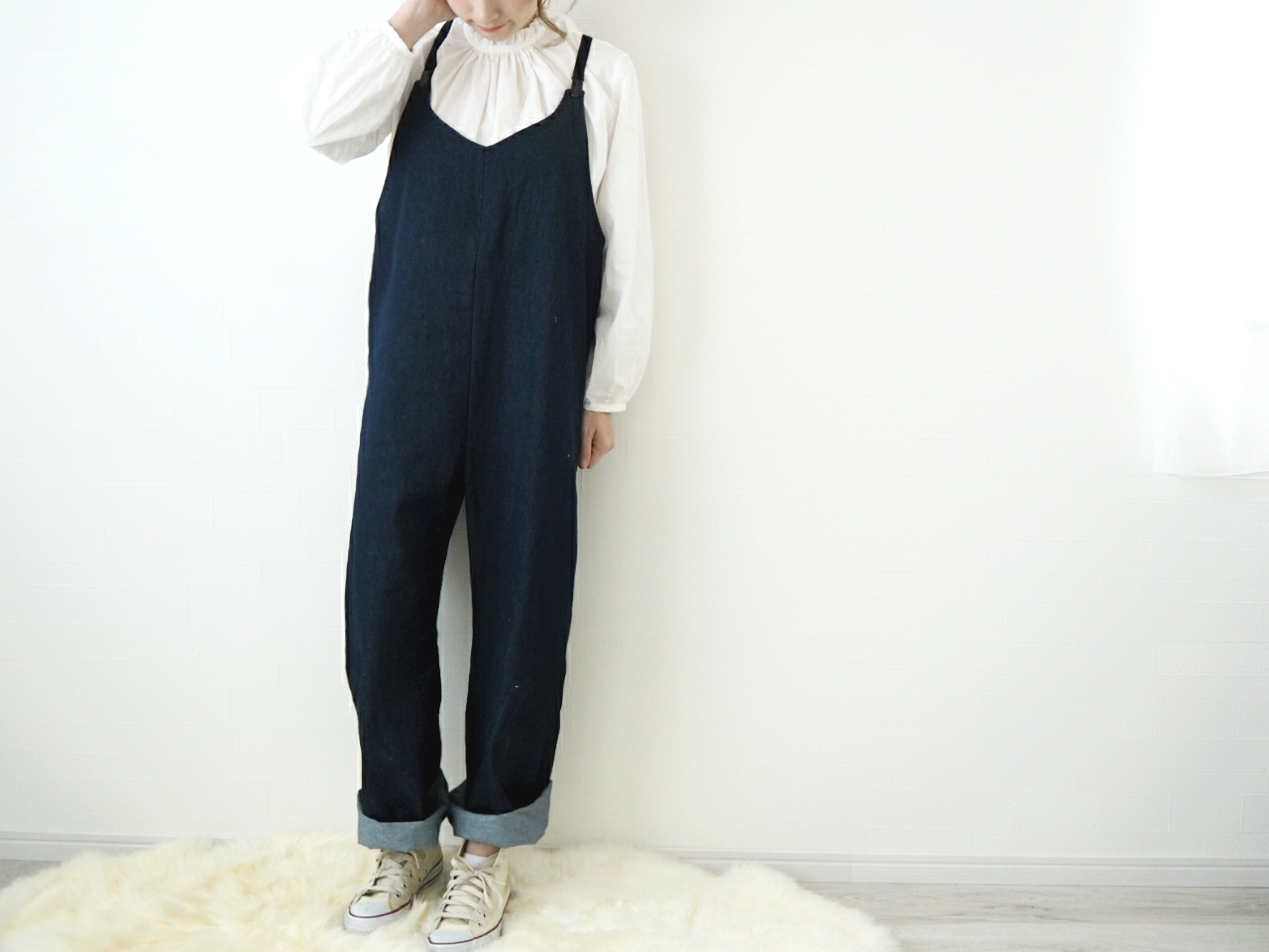 Mama】岡山インディゴデニムのサロペット ロングパンツ HAM-NICO
