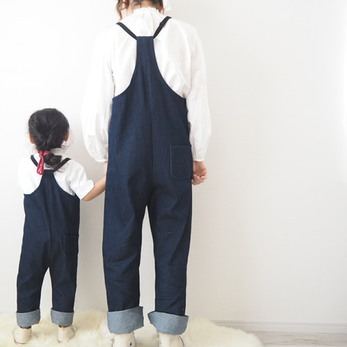Mama】岡山インディゴデニムのサロペット ロングパンツ HAM-NICO