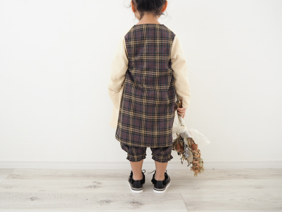 【80】グレンチェックのロングサルエルパンツ 5枚目の画像