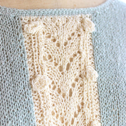 コットンシルクの手編みセーター　袖口レースはアンティーク 3枚目の画像