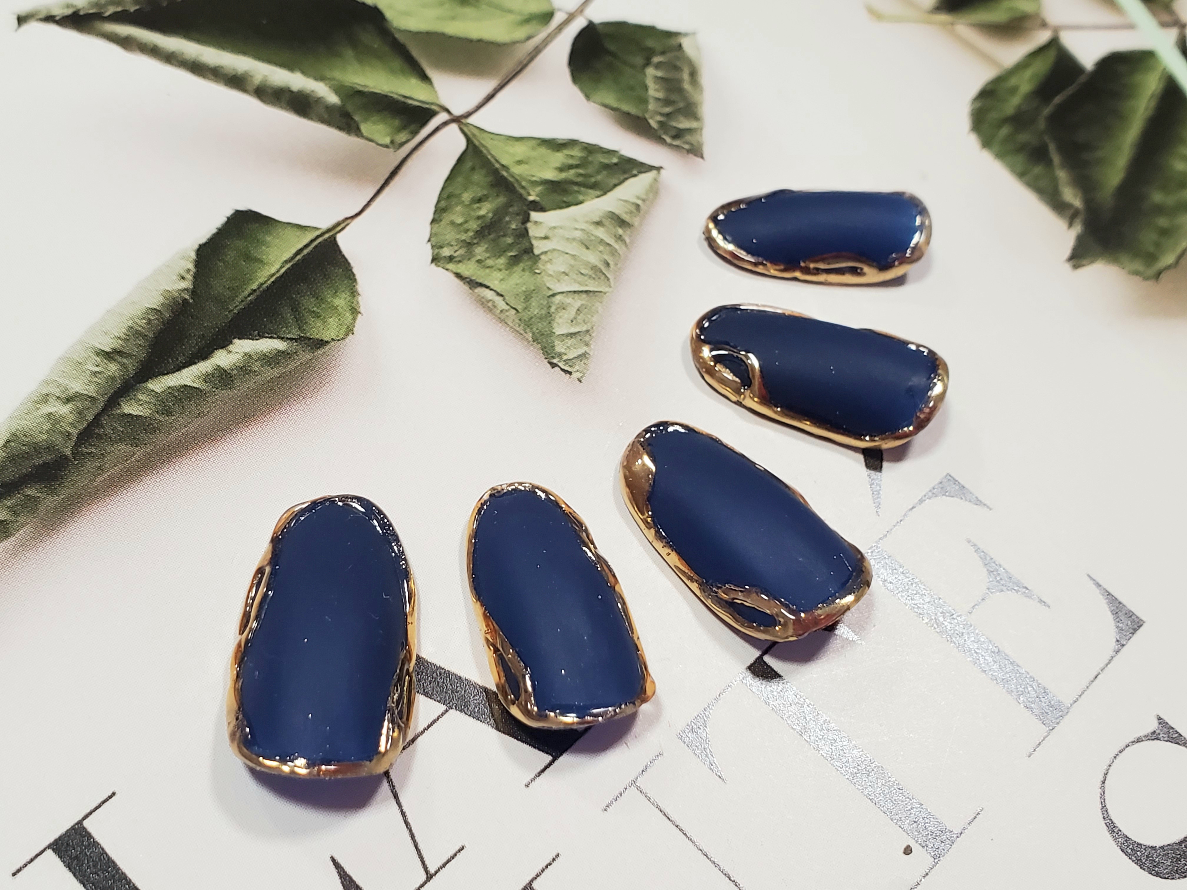 オーダーネイル ネイルチップ フルオーダーネイル マット 青 個性的