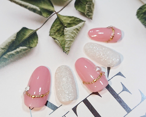 ジェルネイルチップ】A-86☆サイズ変更OK☆シュガーハンドネイル