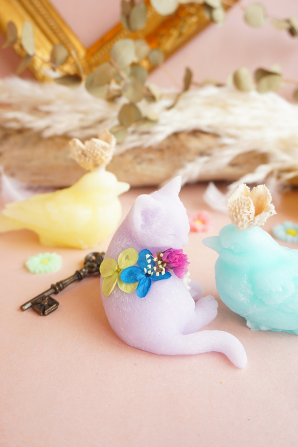 【ｷﾞﾌﾄBOX】Love&Peace Box  ～子猫とお花のサシェ＆幸せを運ぶ小鳥～ 5枚目の画像