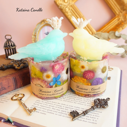 選べるカラー / 天からの贈り物 ～小鳥サシェ＆お花のミニキャンドル