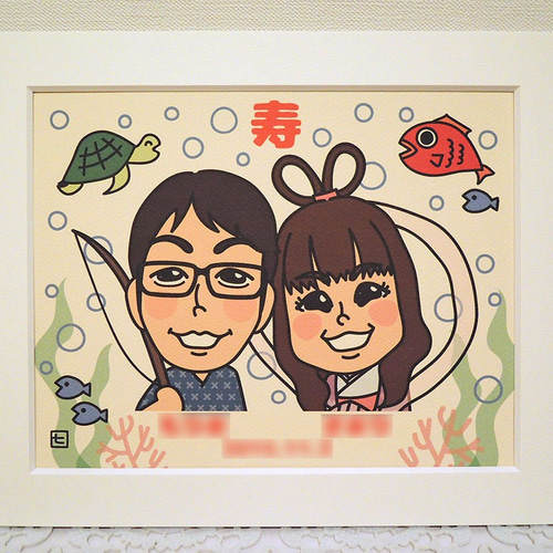 ゆる似顔絵】3名まで似顔絵ギフト 6切サイズ (画用紙/仕上がりA4
