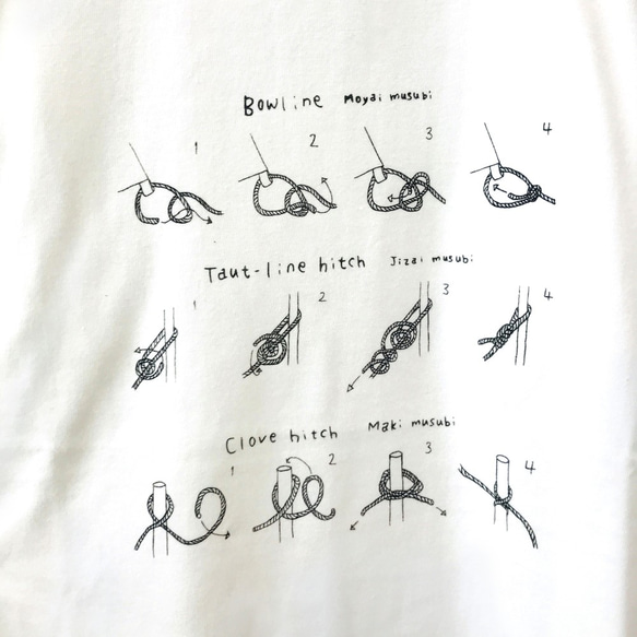 【petite montagneサイズM】紐の結び方Tシャツ〈White〉 2枚目の画像