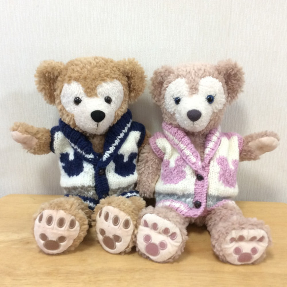 手編み ダッフィー＆シェリーメイのカウチンベストセット ぬいぐるみ 