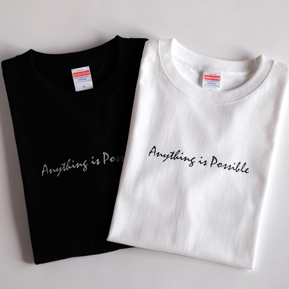 プリントTシャツ メンズ 白（Anything is Possible / シンプルデザイン）サイズ選択可 3枚目の画像