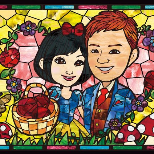 似顔絵ステンドグラス ウェルカムボード ウェルカムボード チャコ 通販