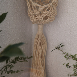 マクラメインテリア　竹の持ち手プラントハンガー 160420-1 4枚目の画像