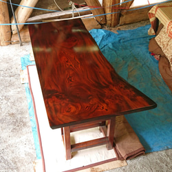 【大特価セール】ケヤキ一枚板ダイニングテーブル・座卓 摺り漆仕上げ【一点物】 2枚目の画像