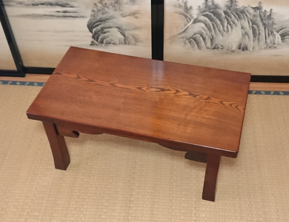 机　漆塗り　文机　折りたたみ式 送料無料】セン一枚板文机 拭き漆仕上げ ローテーブル・リビング