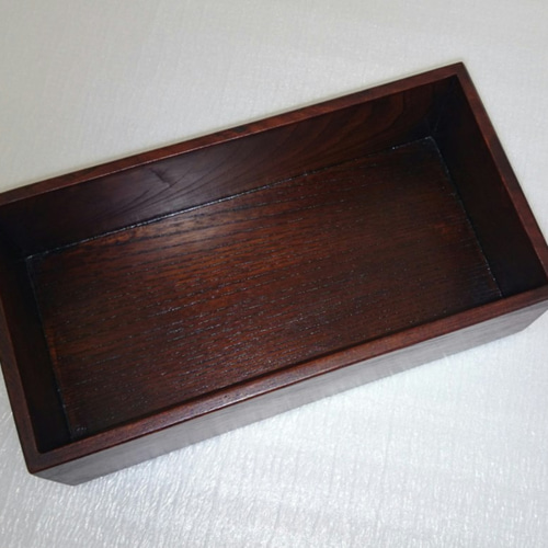 送料無料】ケヤキの弁当箱 重箱 長方形 4枚の小皿付き 拭き漆仕上げ