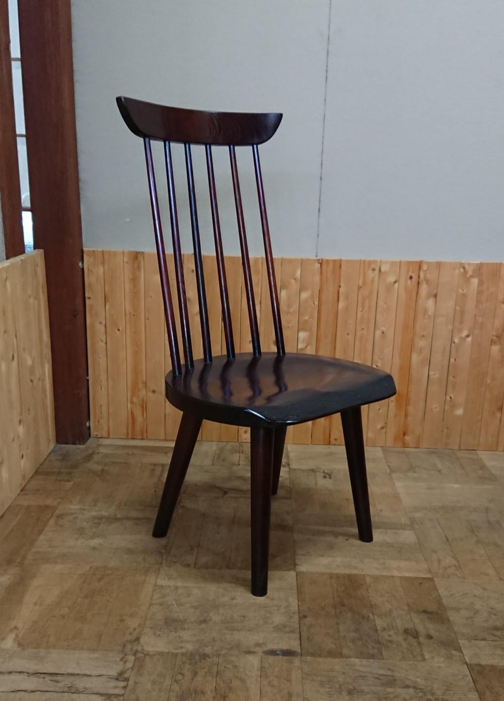 無垢材・無塗装フレーム・ハイバックチェア・送料込み