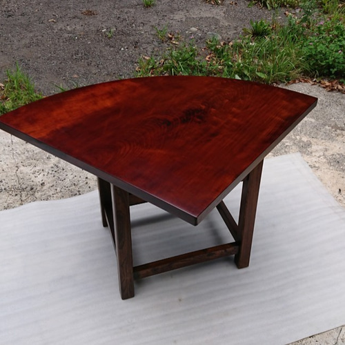 送料無料】セン一枚板コーナーテーブル 拭き漆仕上げ【一点もの