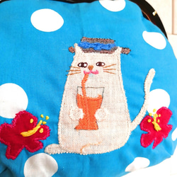 プラスチックがま口バッグ　《秘密の仕掛けバッグ》　夏の猫さんトロピカルジュース 6枚目の画像