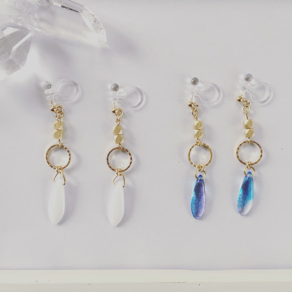 チェコビーズ×ゴールド earrings （ブルーパープル） 4枚目の画像